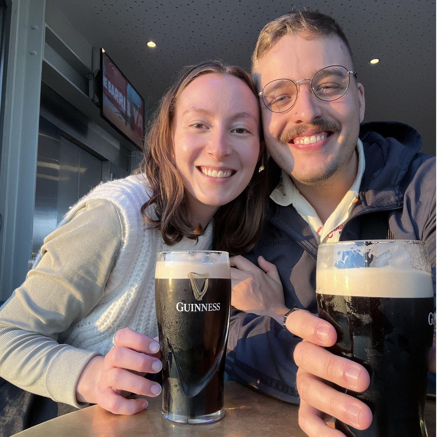 Visiting the Guinness factory in Ireland -- our first big international trip together!