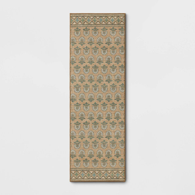 28"x84" Floral Block Memory Foam Runner Rug Yellow - Threshold™