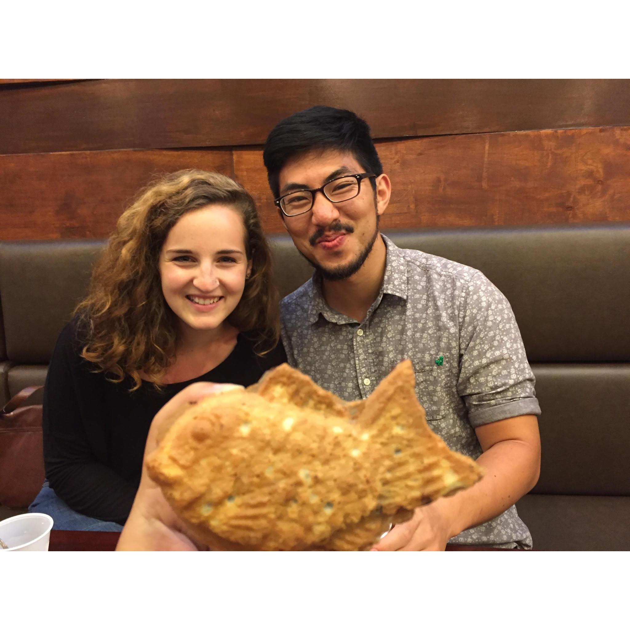 Spencer took Ilana out for dinner/dessert with some friends (and a fish) in LA.
