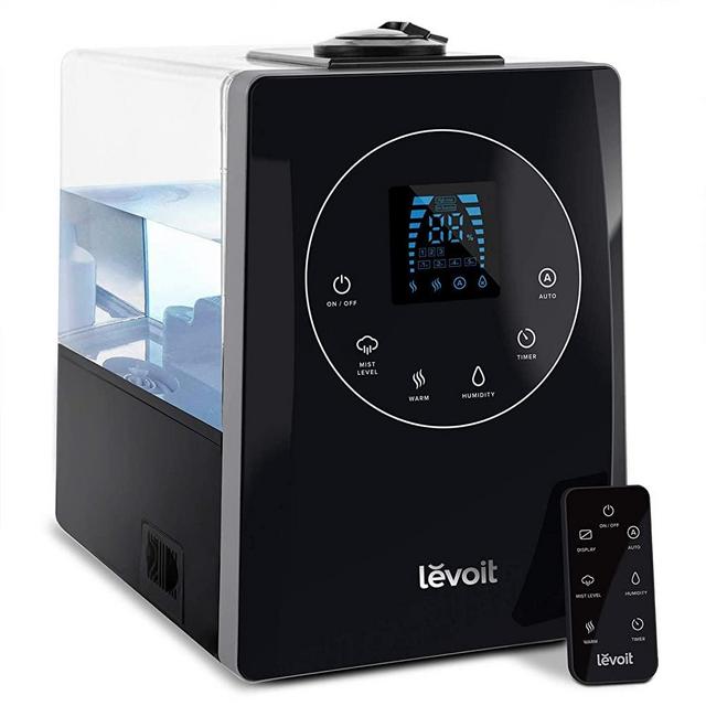 LEVOIT Humidifiers for Large Room Bedroom (6L), Warm and Cool Mist Ultrasonic Air Vaporizer for Home Whole House Babies, Customized Humidity, Remote Control, Whisper-Quiet, Black