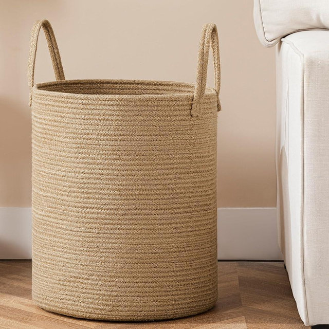 Laundry Basket, 72L Woven Laundry Hamper, Baby Nursery Hamper for Toys, Blanket Basket for Living Room, Clothes Hamper for Bedroom&Baby Room, Jute
