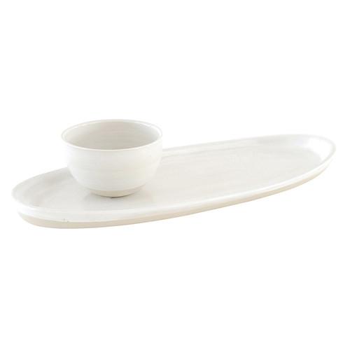 20" Antipasto Tray with Bowl in White - Louisville Pottery Collection