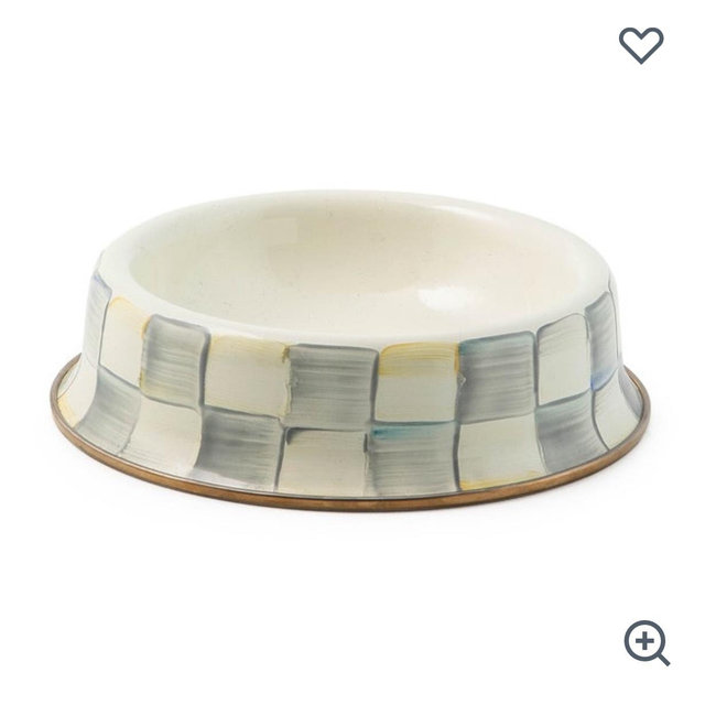 Courtly Check Small Pet Dish in Gray