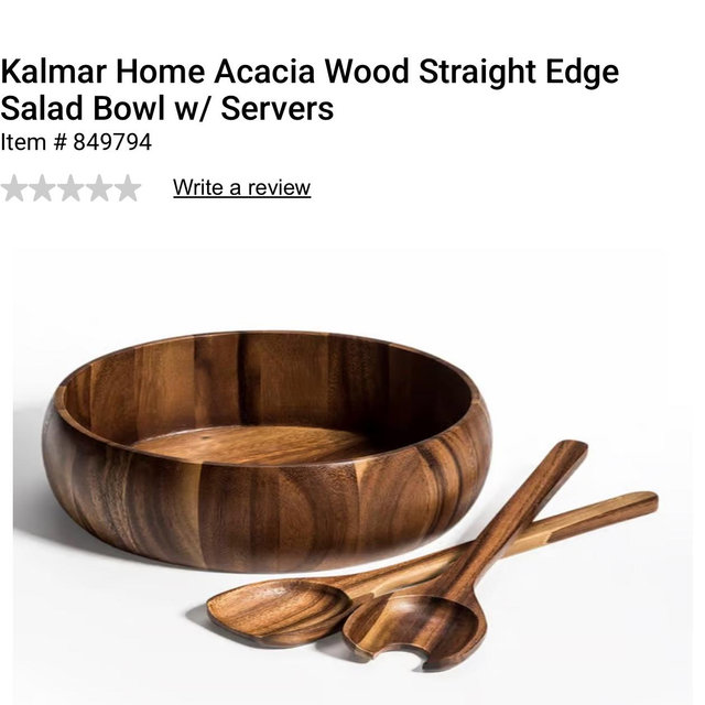 Kalmar Home Acacia Wood Straight Edge Salad Bowl w/ Servers
