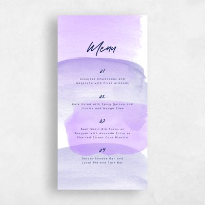 Bright Lavender, Purple Wedding Menu - Bailey