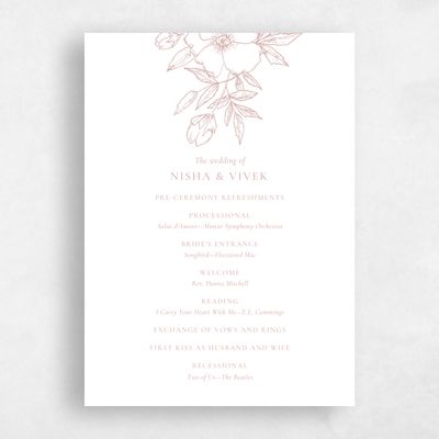 Dusty Rose, Pink Wedding Program - Cardinell Letterpress