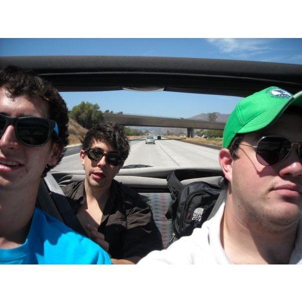 John with groomsman Dave Rogers and friend Austin Davis on a road trip in California, 2009