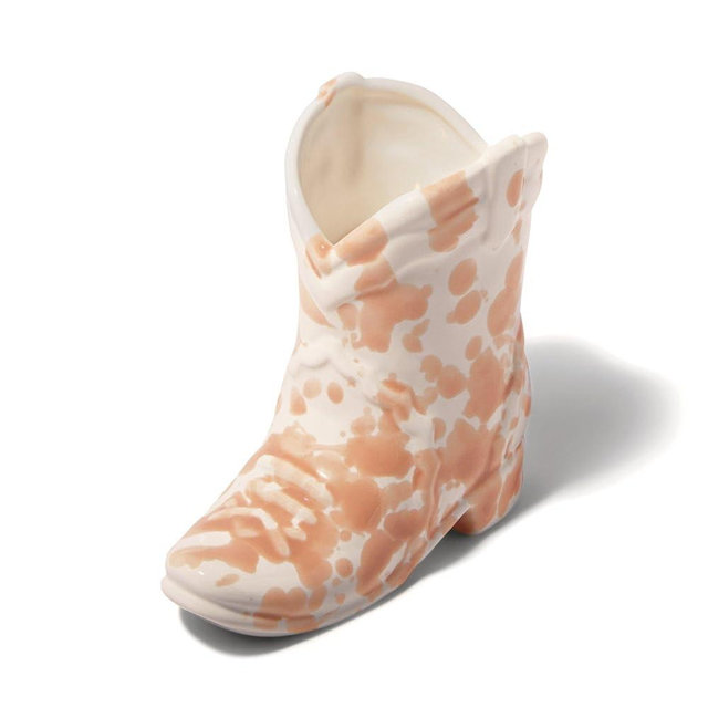 Paddywax Scented Candles Glazed Ceramic Nashville Cowboy Boot Shaped Candle, 6-Ounce, Cactus Flower