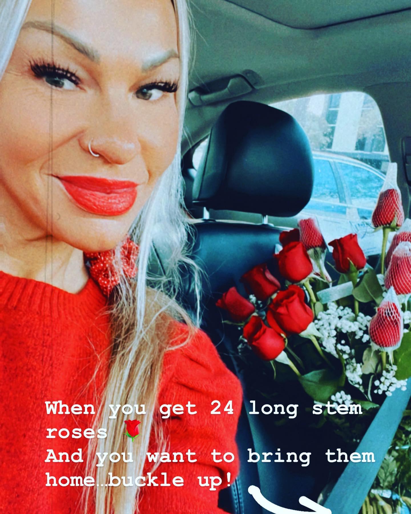 Darren spoils me with 24 perfect long stem roses every Valentine’s Day.