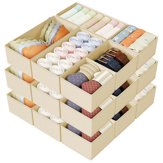 DIMJ Drawer Organizer Clothes Storage - 18 Pack Baby Dresser Organizer for Nursery, Foldable Drawer Dividers for Bedroom Closet Organization, Fabric Storage Bins for Socks, Underwears, Bras