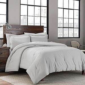 Garment Washed Solid King Comforter Set in Silver