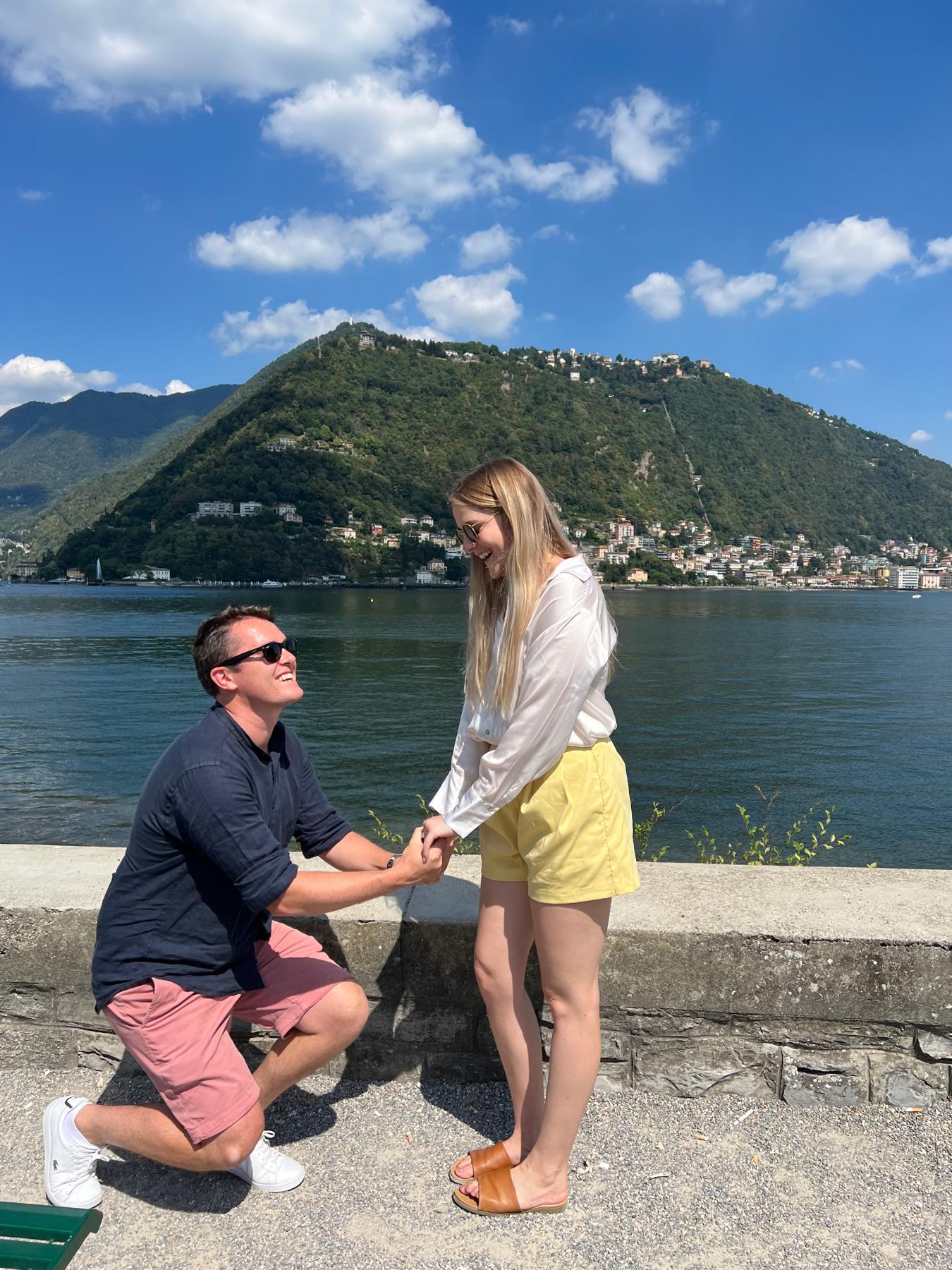 Our proposal re-enactment, captured by a lovely passerby
