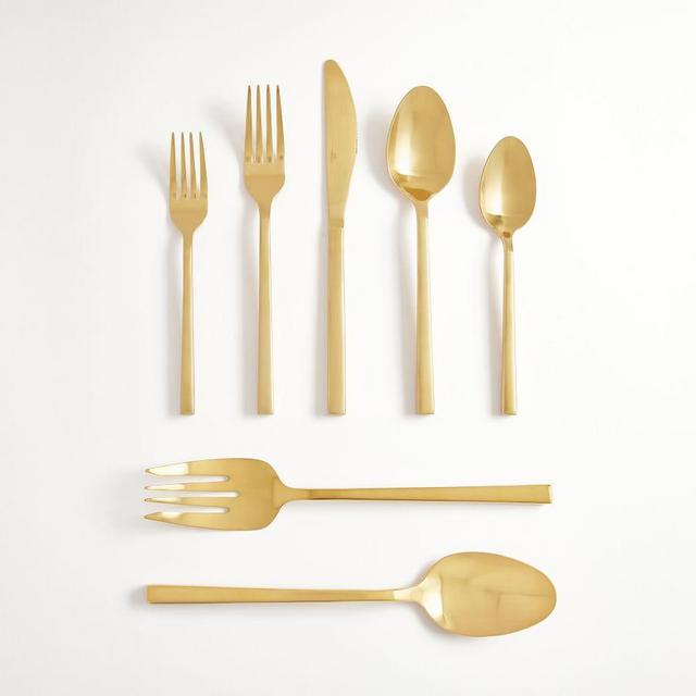 Luna Brushed Gold Flatware, 42-Piece Set