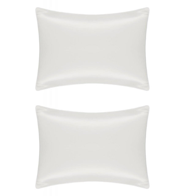 Unique Bargains Silk Soft and Smooth Queen Pillowcase 2 Pcs White 20*30in