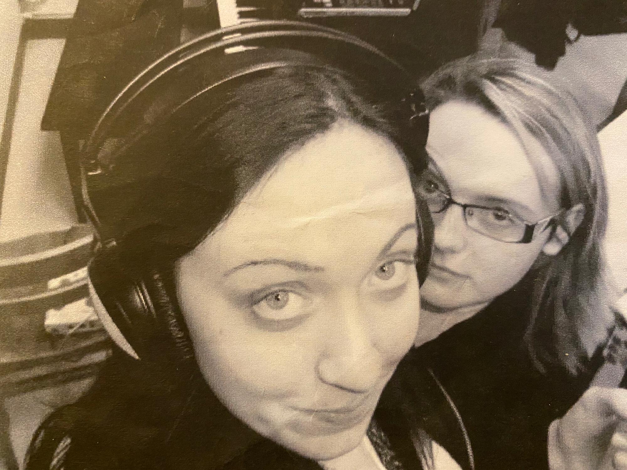 Julia and K.T. stop for a picture while recording songs at Julia’s college