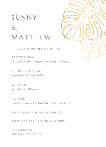 Morelos Foil | White | Zola Wedding Programs