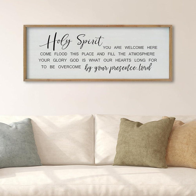 SRSZHIYUE Holy Spirit You are Welcome Here Wall Decor, 40"×15" Bible Verse Christian Song Scripture Motivational Quote Prayer Faith Sign, Horizontal Holy Religious Jesus Catholic Wall Art (Wood)