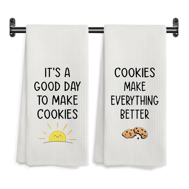 WARDOS Cookie Baking Kitchen Towels, Gifts for Cookie Bakers Decorative Hand Towels for Kitchen Bakery, Gifts for Baking Lovers Dish Tea Towel Drying Cloth, 16x24 Inch Set of 2