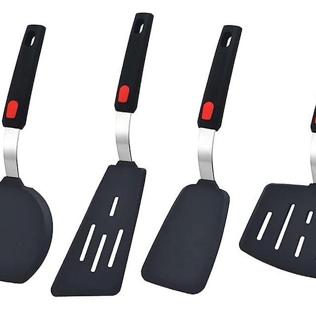 Silicone Spatula Turner, 4-Pack Spatulas Silicone 600°F Heat Resistant Spatulas Set for Nonstick Cookware, Kitchen Cooking Utensils Set BPA Free Rubber Spatulas Set for Egg, Crepe, Pancake,Burger,Fish