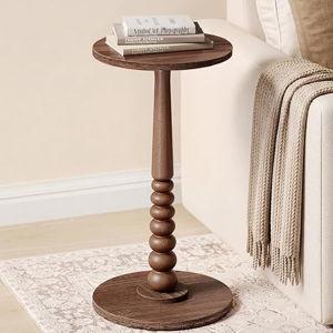 VASAGLE MARIEL Collection - Round Side Table, Small Drink End Table for Small Spaces, Accent Nightstand, Solid Wood Leg, Mid-Century Modern, for Living Room Bedroom, Chestnut Walnut ULET293KX01S