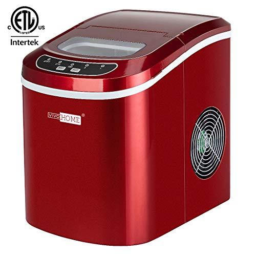 VIVOHOME Electric Portable Compact Countertop Automatic Ice Cube Maker Machine 26lbs/day Red ETL Listed