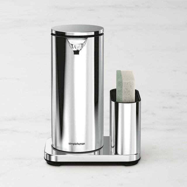 simplehuman 14 oz Polished Rechargeable Sensor Soap Pump with Caddy