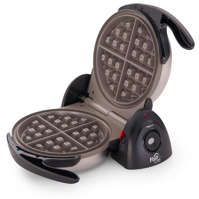 Presto FlipSide Belgian Waffle Maker, Ceramic Nonstick Stainless Steel Kitchen Appliance with Digital Countdown Timer, 7 Inch, Black