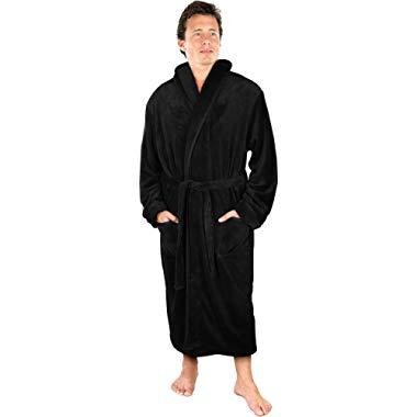 NY Threads Luxurious Men's Shawl Collar Fleece Bathrobe Spa Robe
