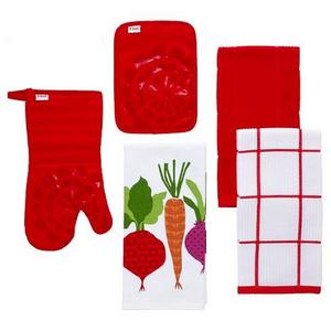 T-fal 2pk Solid & Check Parquet Kitchen Towel Set