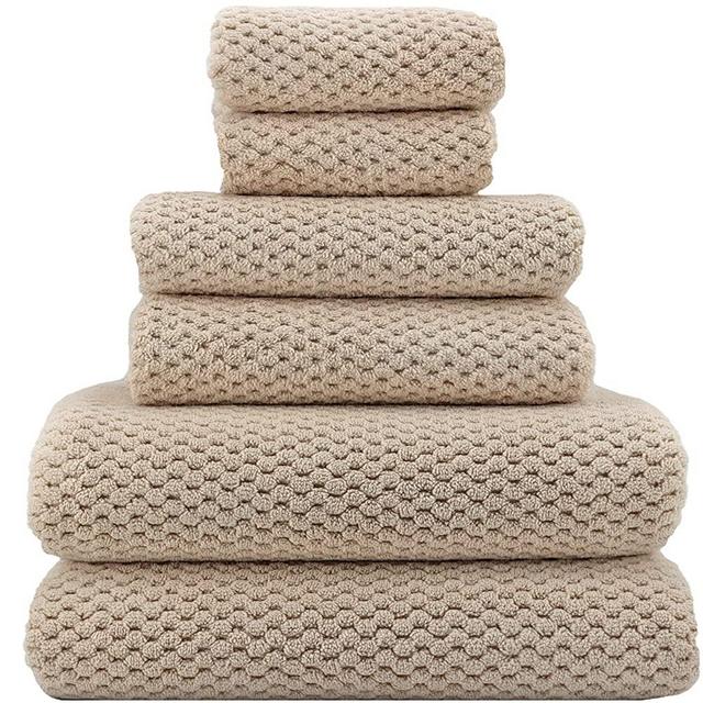 YTYC Towels,29x59 Inch Large Bath Towels Set of 6 Piece Quik Dry Super Soft Light Weight Microfiber Bathroom Towels for Body 2 Bath Towels 2 Hand Towels 2 Washcloth Towel 80% Polyester(Beige, 6)