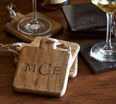 Monogrammed Wood Drink Coaster, Set of 4 (see note)