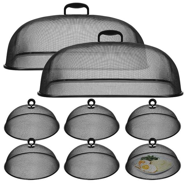 Hicarer 8 Pcs Metal Mesh Screen Food Cover for Outdoors Set Including 2 Pcs Extra Large 18.5 in Mesh Food Tents for Outdoor 6 Pcs 11 in Large Dome Picnic Food Covers Mesh Food Covers for Indoor Plate