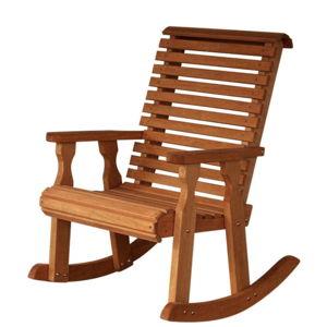 Cedar Stain Amish Casual Heavy Duty Roll Back Wooden Outdoor Rocking Chair