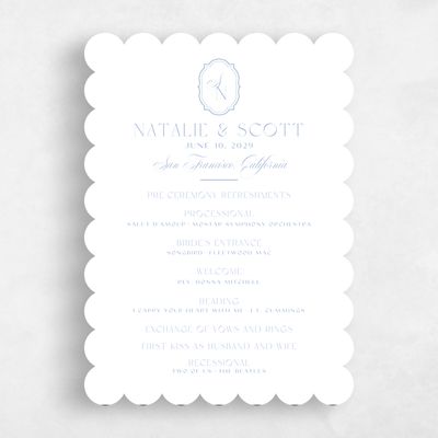 Blue Scalloped Wedding Program - Korina
