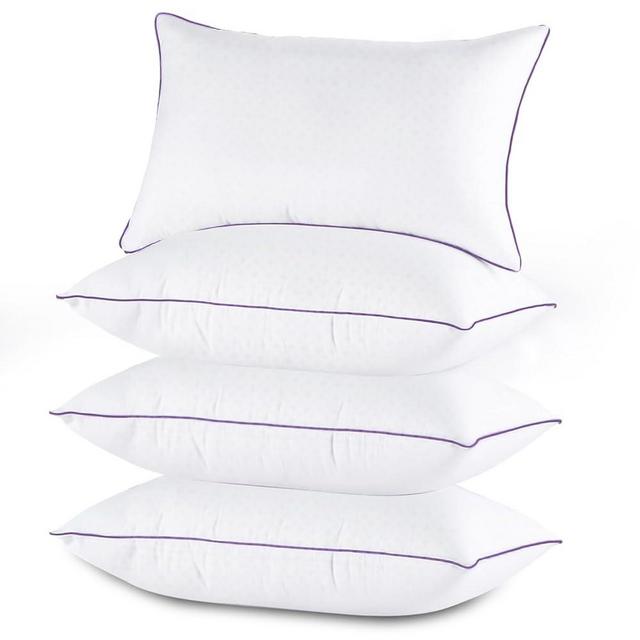 JOLLYVOGUE Pillows Queen Size Set of 4, Bed Pillows Set of 4, Cooling and Supportive Pillows with Super Soft Down Alternative Fill, Luxury Fluffy Hotel Quality for Side, Back, and Stomach Sleepers