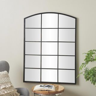 Metal Arched Window Pane Room Wall Mirror
