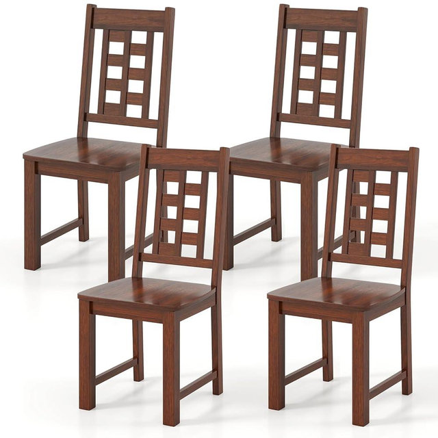 NAFORT Set of 4 Dining Chairs, High Lattice Back Solid Wood Chair, Mid-Century Modern 4 Kitchen Chairs with Max Load 400 Lbs for Kitchen Table, Dining Room, Cafe, Restaurant