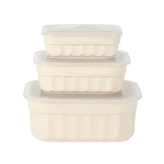 Martha Stewart Broadbrook 6 Piece Stoneware Meal Prep Container Set with Lids, Food Storage Bakeware, Ovenµwave&Dishwasher Safe- Rectanguler