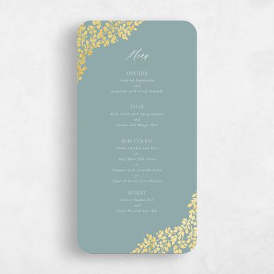 Blue Rounded Wedding Menu - Calla Foil