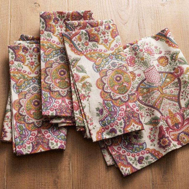 Lila Pink Floral Cotton Napkins, Set of 4