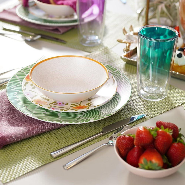 TervisHome Melamine - 12-Piece Dinnerware Set | Enchanted Garden Collection | Durable Stoneware-like Quality, Dishwasher Safe, Perfect for Indoor and Outdoor Use