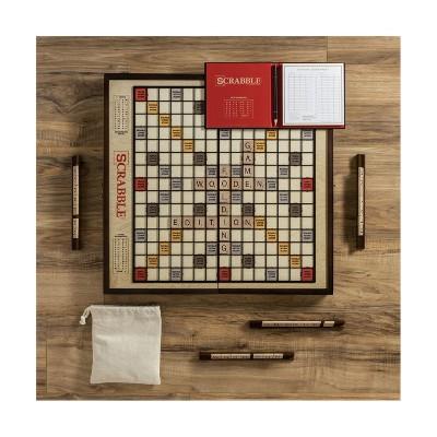 Deluxe Scrabble Board Game with Turntable and Raised Edges