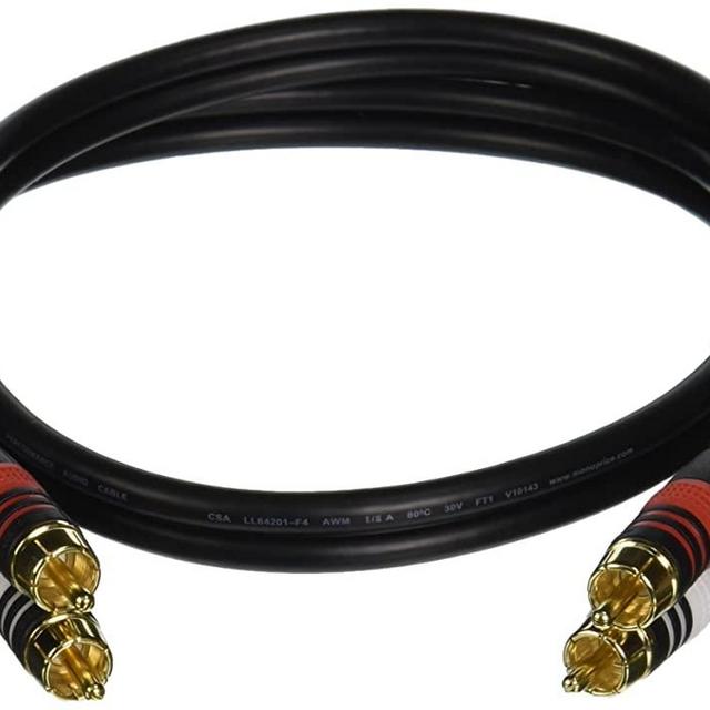 Monoprice Premium Two-Channel Audio Cable - 3 Feet - Black | 2 RCA Plug to 2 RCA Plug 22AWG, Male to Male