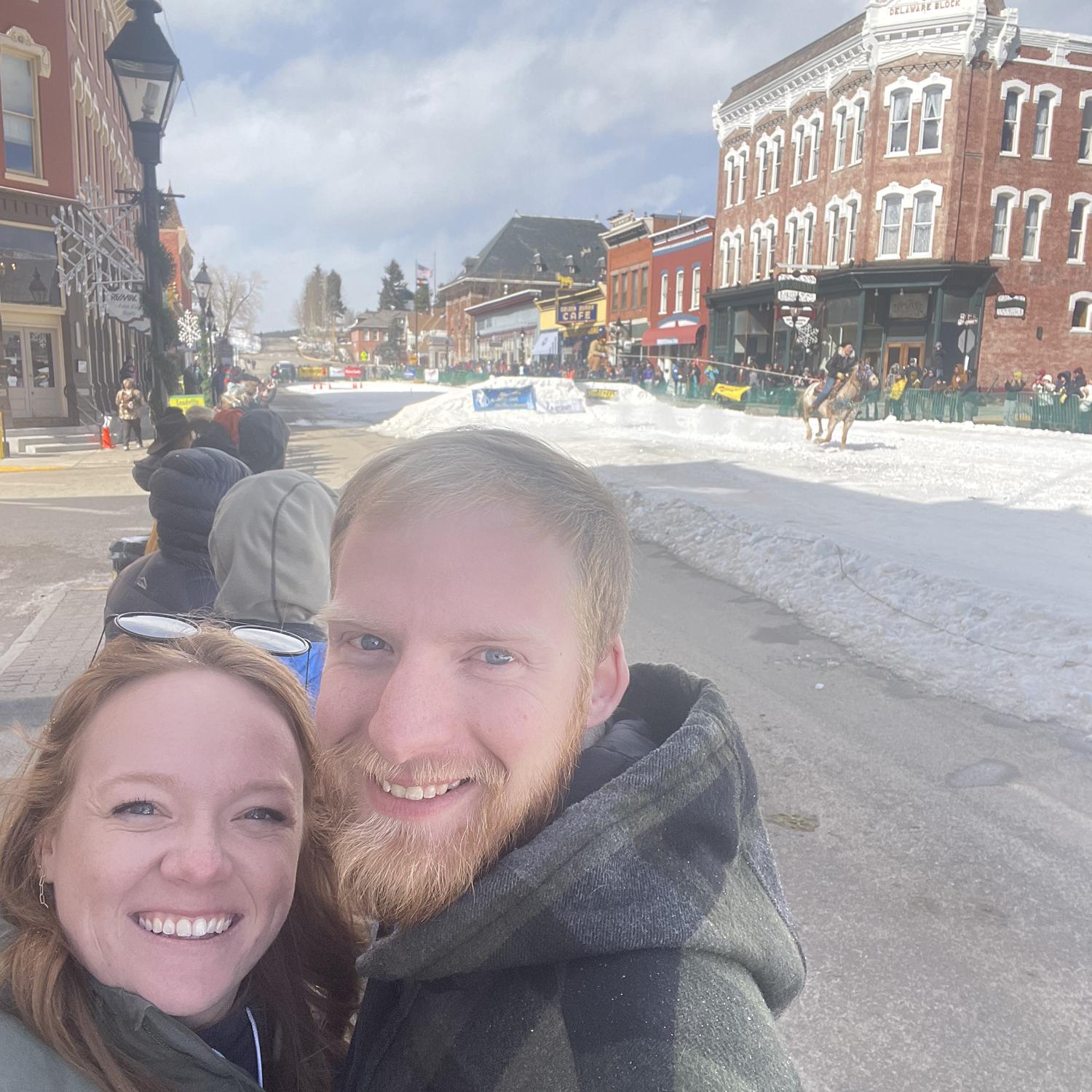 Watching skijouring in Leadville. Fun fact: this is the day Jimmy told Paige he loved her for the first time.