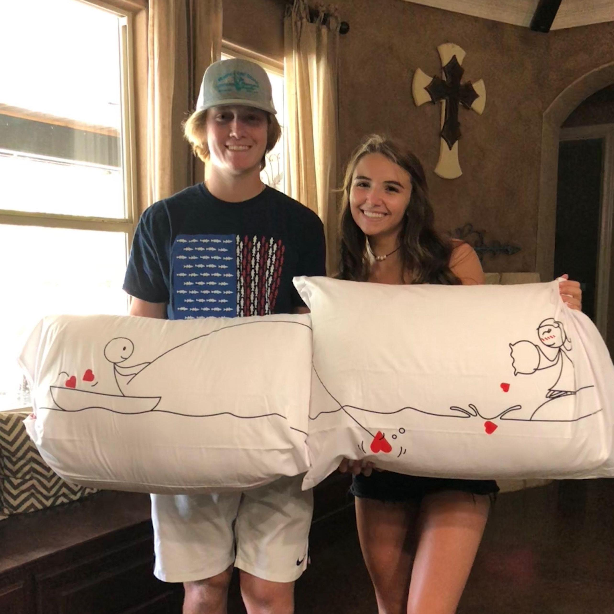 August 2018: Before leaving for Mississippi State, Lucas bought us matching pillowcases!