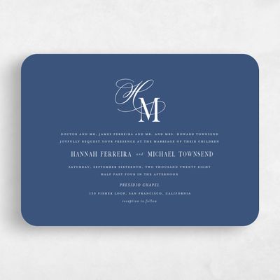 Dark Cobalt, Blue Wedding Invitation - Jalen Landscape