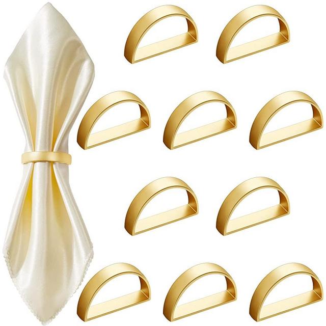 Stainless Steel Napkin Rings Metal Napkin Ring Holders Modern Design Ring Holder Metal Semicircle Serviette Buckles Metallic Adornment for Table Settings Kitchen Dinner Party Wedding (20, Gold)