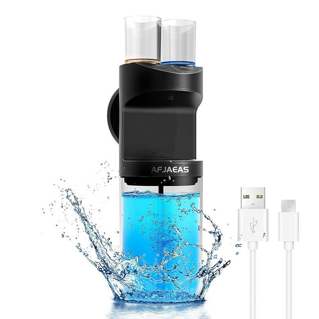 Automatic Mouthwash Dispenser for Bathroom, 19.36 Oz Mouthwash Container Touchless with Magnetic Cups, 3 Adjustable Dispensing Levels No Drip Wall Mounted Mouthwash Dispenser Bottle Black