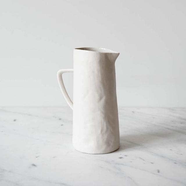 white stoneware pitcher