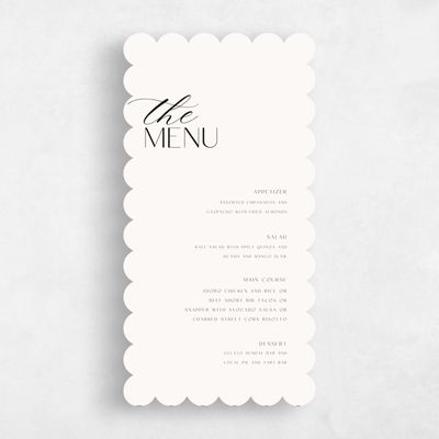Beige Scalloped Wedding Menu - Zion